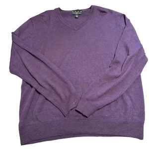 Club Room men's large purple Italian spun yarn knit V-neck sweater